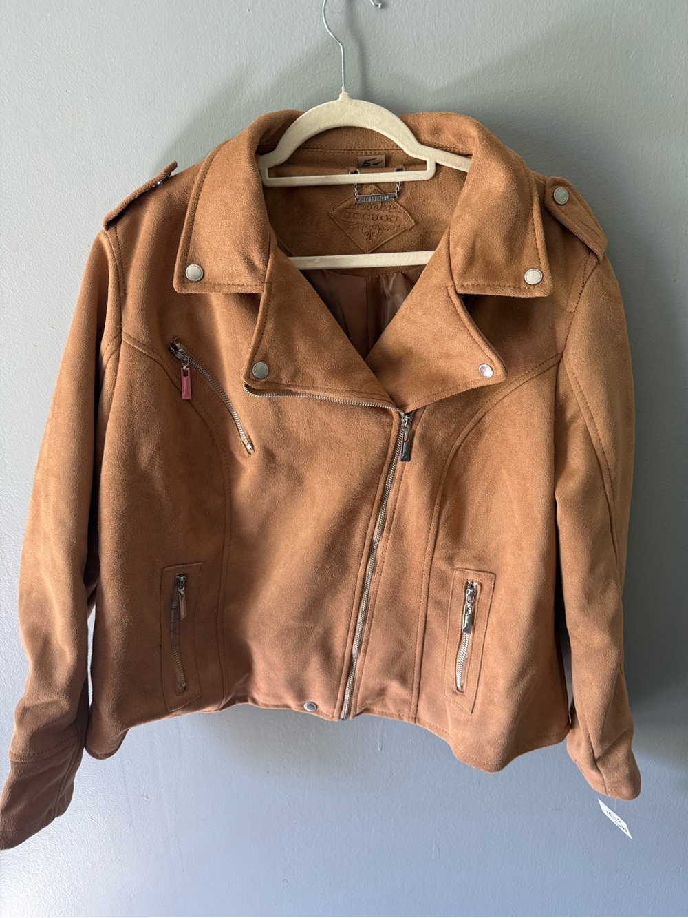 Jou Jou Tan Suede Moto Jacket